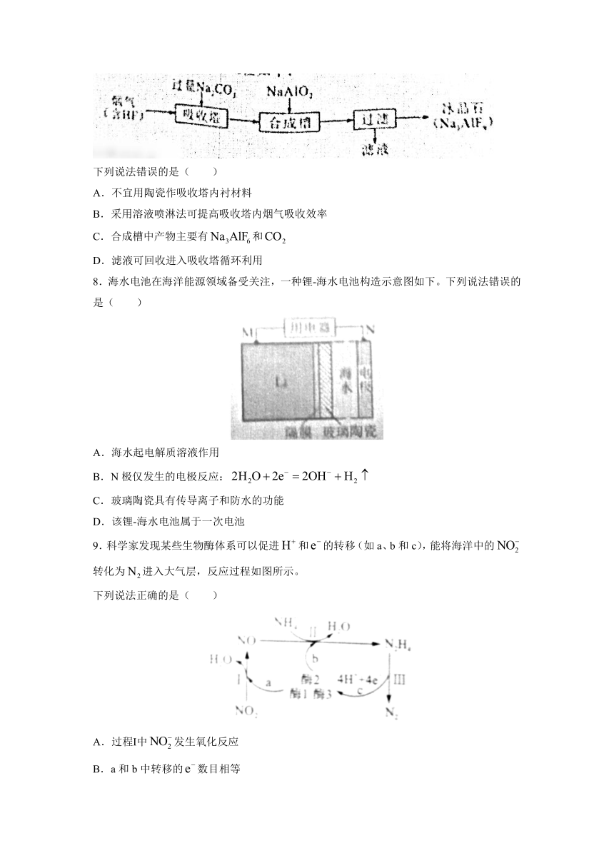 2022年湖南省普通高中学业水平选择性考试化学试卷（含答案）