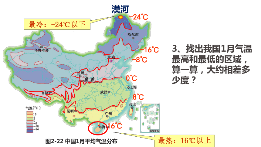 粤教版地理八年级上册  第二章 第二节 气候——气候类型复杂多样（中国的气温分布 ）课件（共33张PPT）