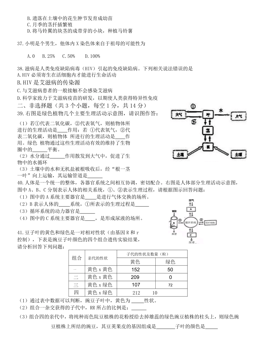 2023年湖北省十堰市生物中考真题（含答案）