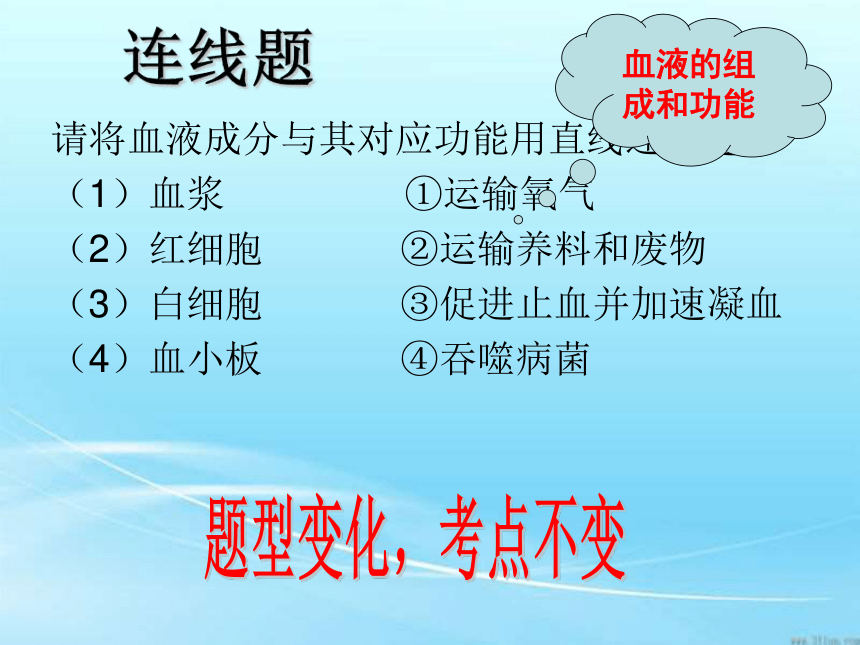 冀教版七年级下册生物 第二单元第二章爱护心脏 确保运输 复习课课件（26张PPT）