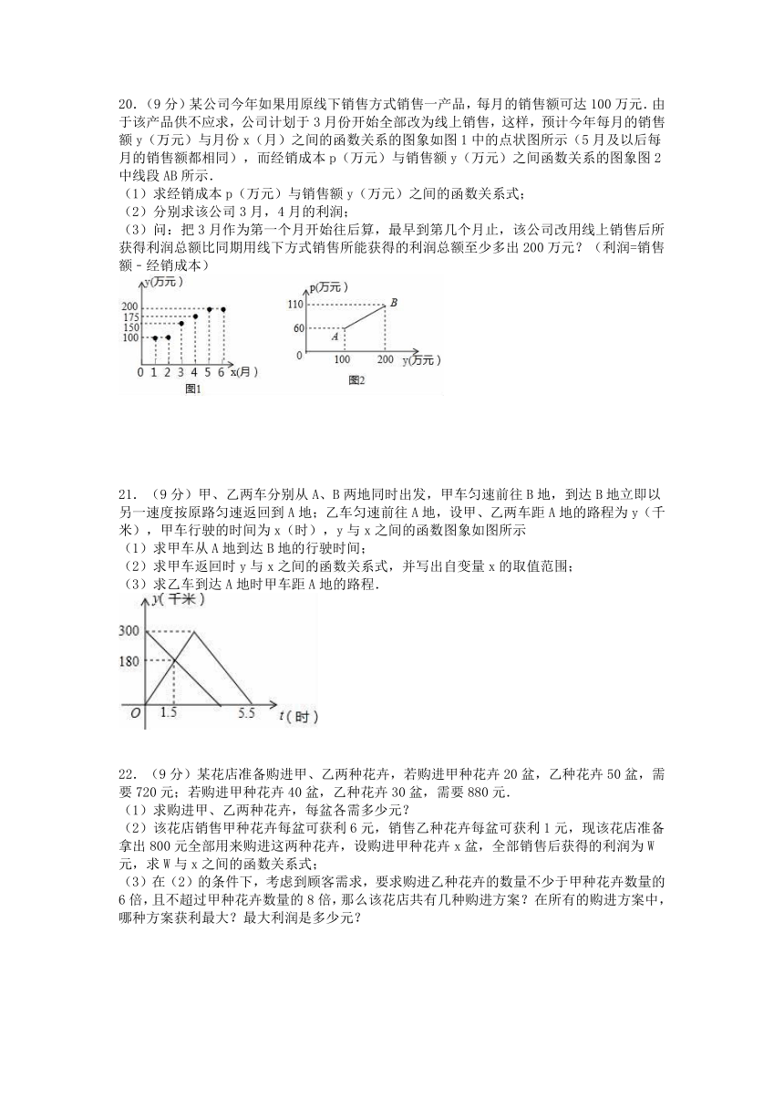 2021-2022学年苏科版数学八年级上册6.4用一次函数解决问题 同步强化训练（Word版含解析）