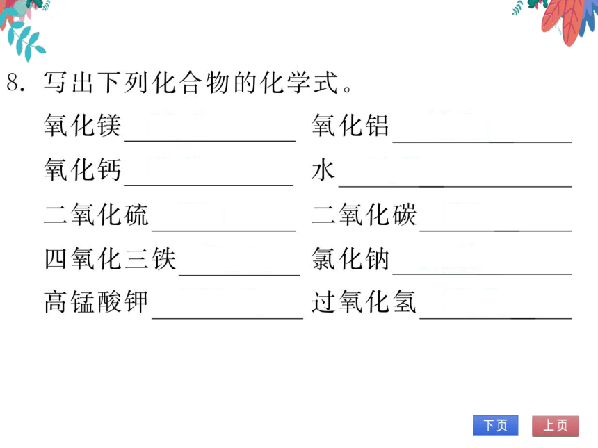 【人教版】化学九年级上册 第四单元 课题4 化学式与化合价 第1课时 习题课件