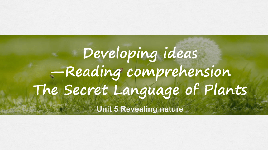 外研版（2019）选择性必修第一册Unit 5 Revealing nature Developing ideas  课件  (共37张PPT，内嵌视频)