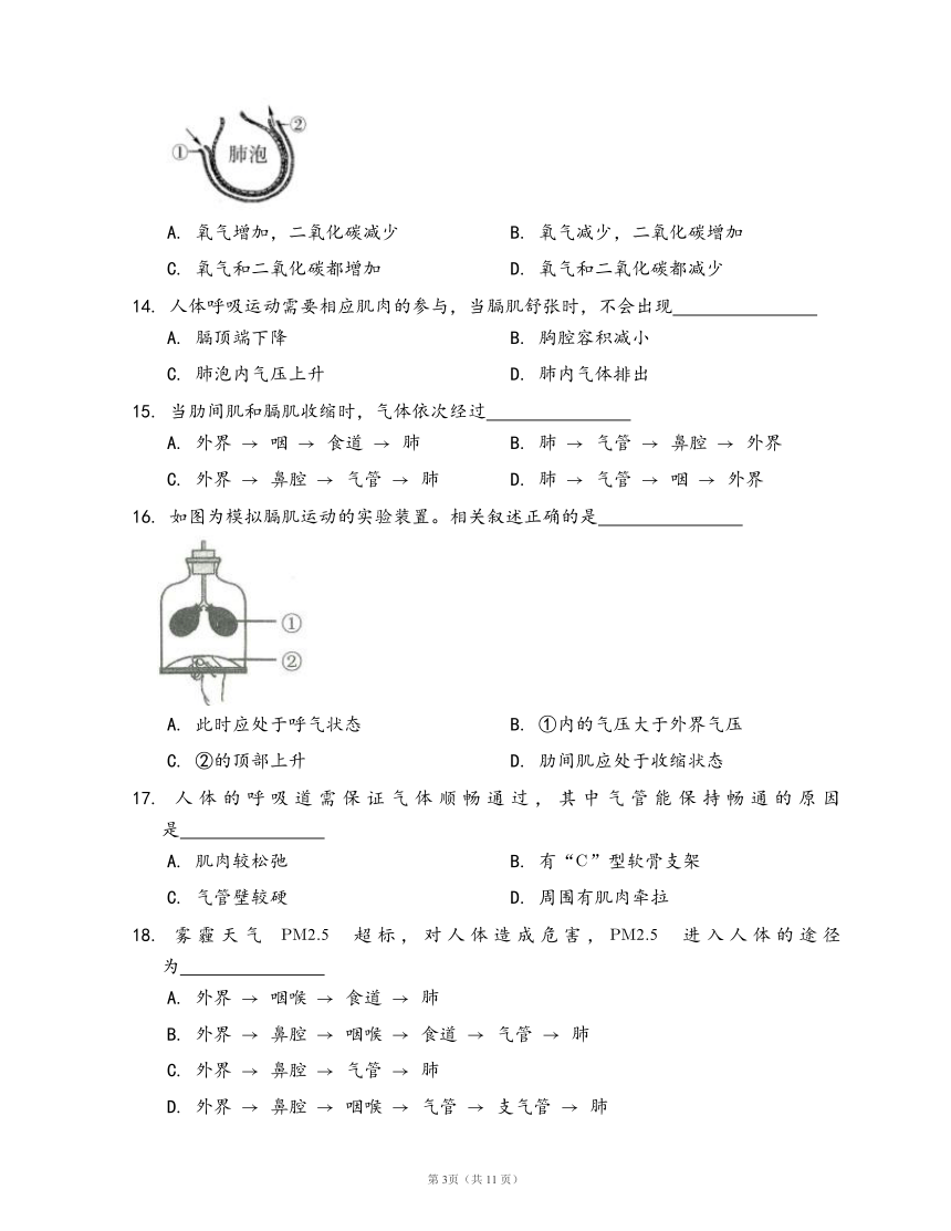 人教版七年级下册生物单元冲刺卷第四单元第三章 人体的呼吸(word版，含答案解析）