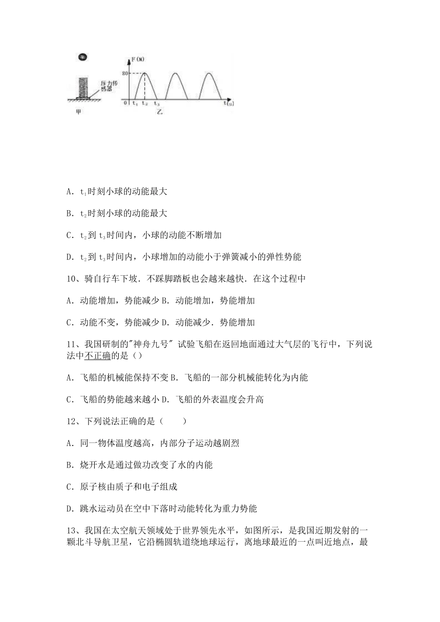 2022-2023学年人教版八年级下册物理11.4机械能及其转化同步练习   有答案