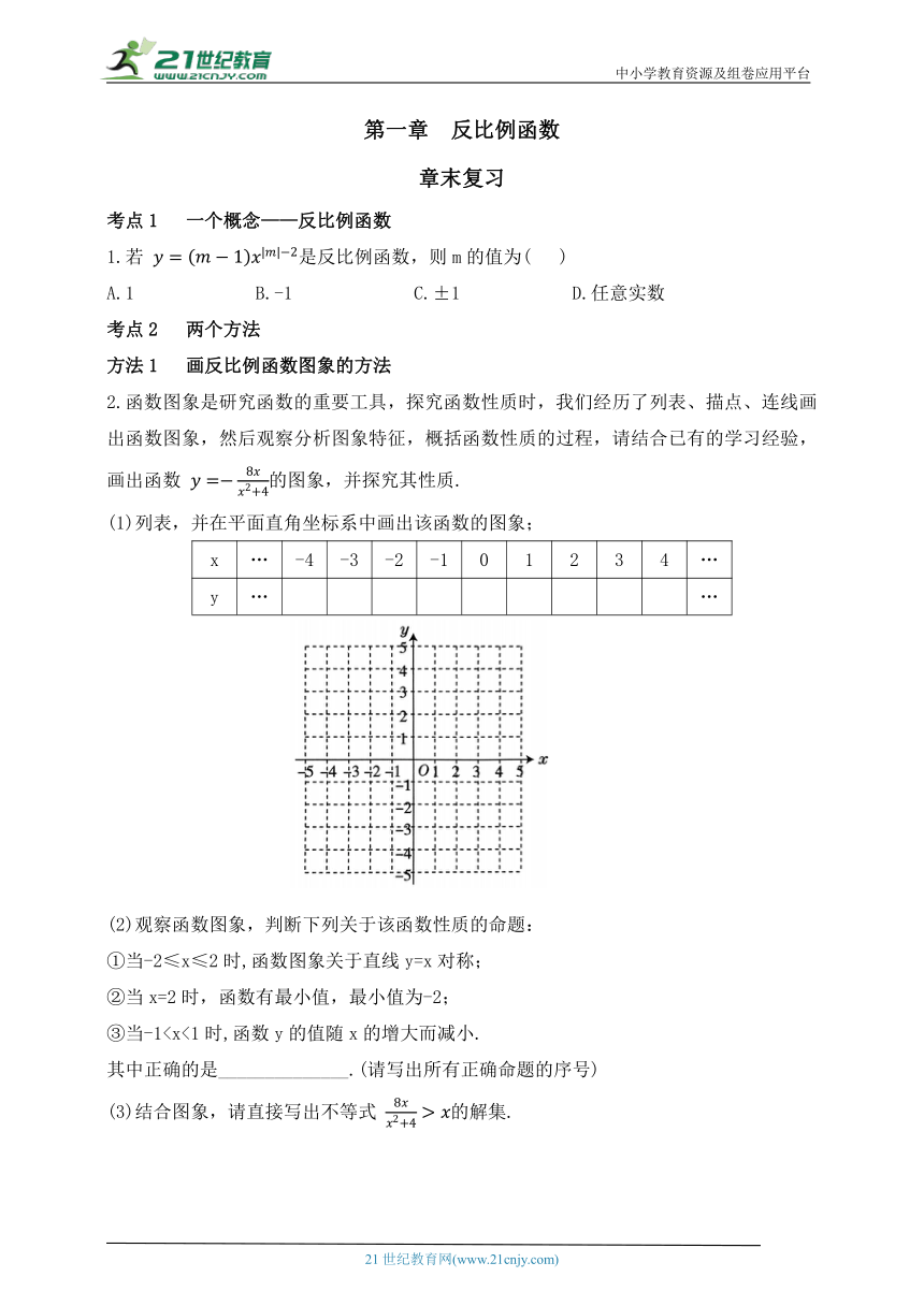 第一章 反比例函数章末复习题（含解析）