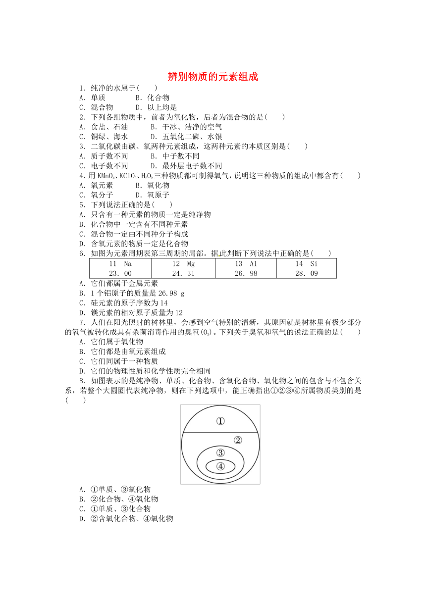 2.4《辨别物质的元素组成》同步练习（含解析答案）