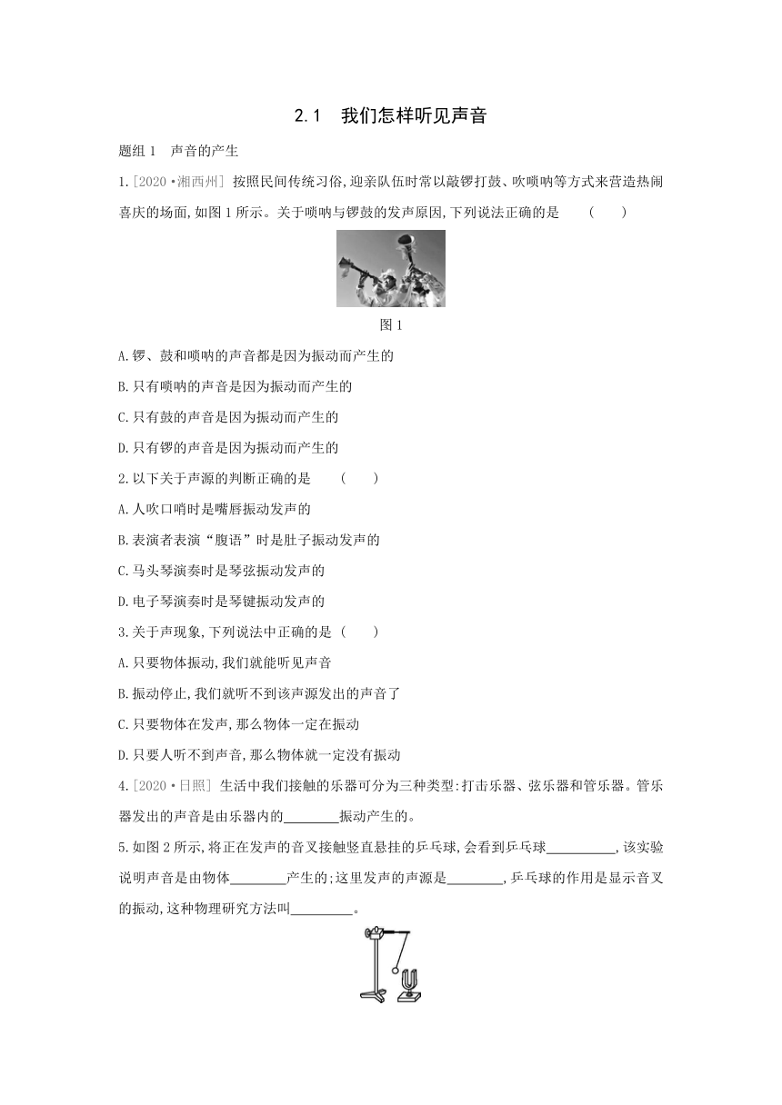 2.1 我们怎样听见声音 练习题（含答案）