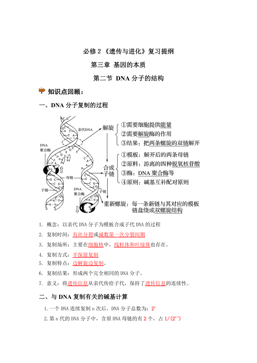 期末复习——3.3DNA的复制（知识点+练习）