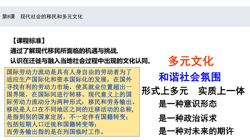 2021-2022学年高中历史统编版选择性必修三第8课 现代社会的移民和多元文化 课件（27张PPT）