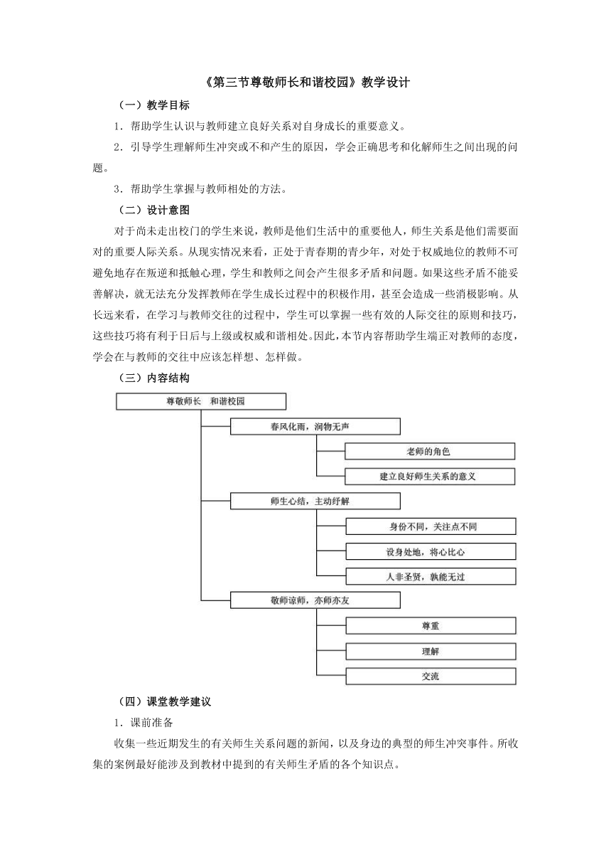 人教版（中职）心理健康 3.3《尊敬师长 和谐校园》教学设计