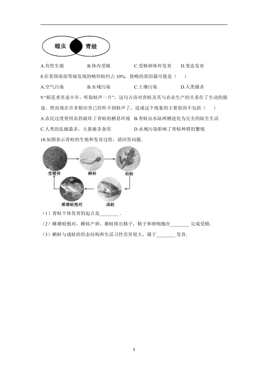 7.1.3两栖动物的生殖和发育学案（含部分答案）2022-2023学年初中生物人教版八年级下册