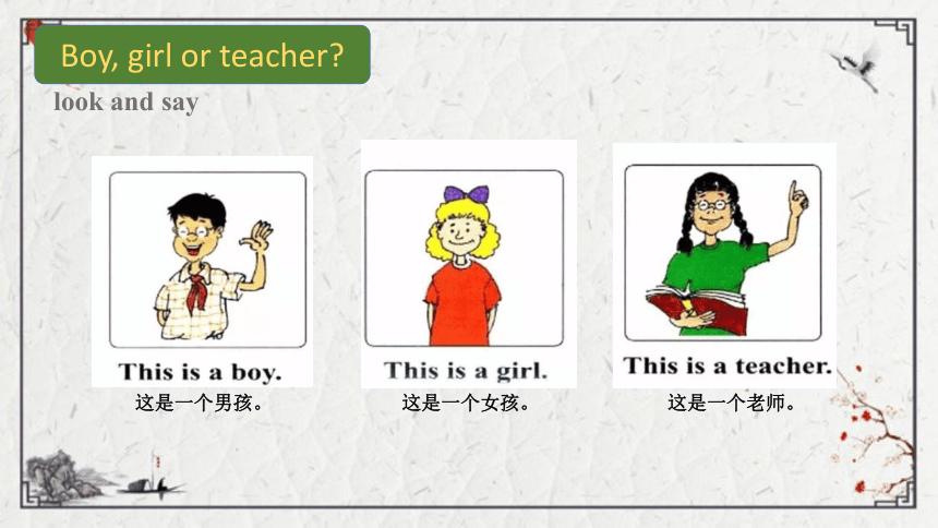 Unit 1 Lesson 2 Boy, Girl and Teacher课件（12张PPT)