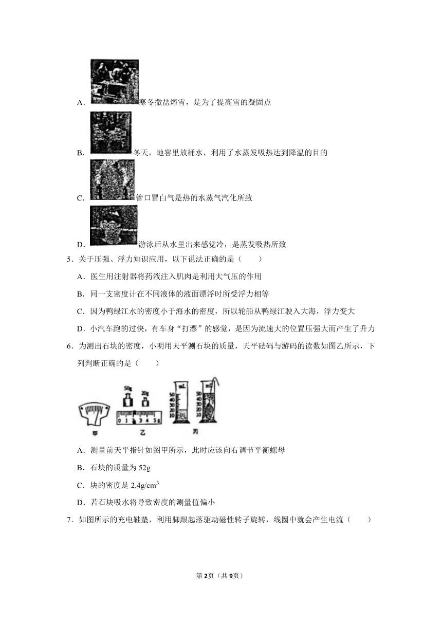 2024年山东省东营市胜利一中中考物理一模试卷（3月份）（无答案）