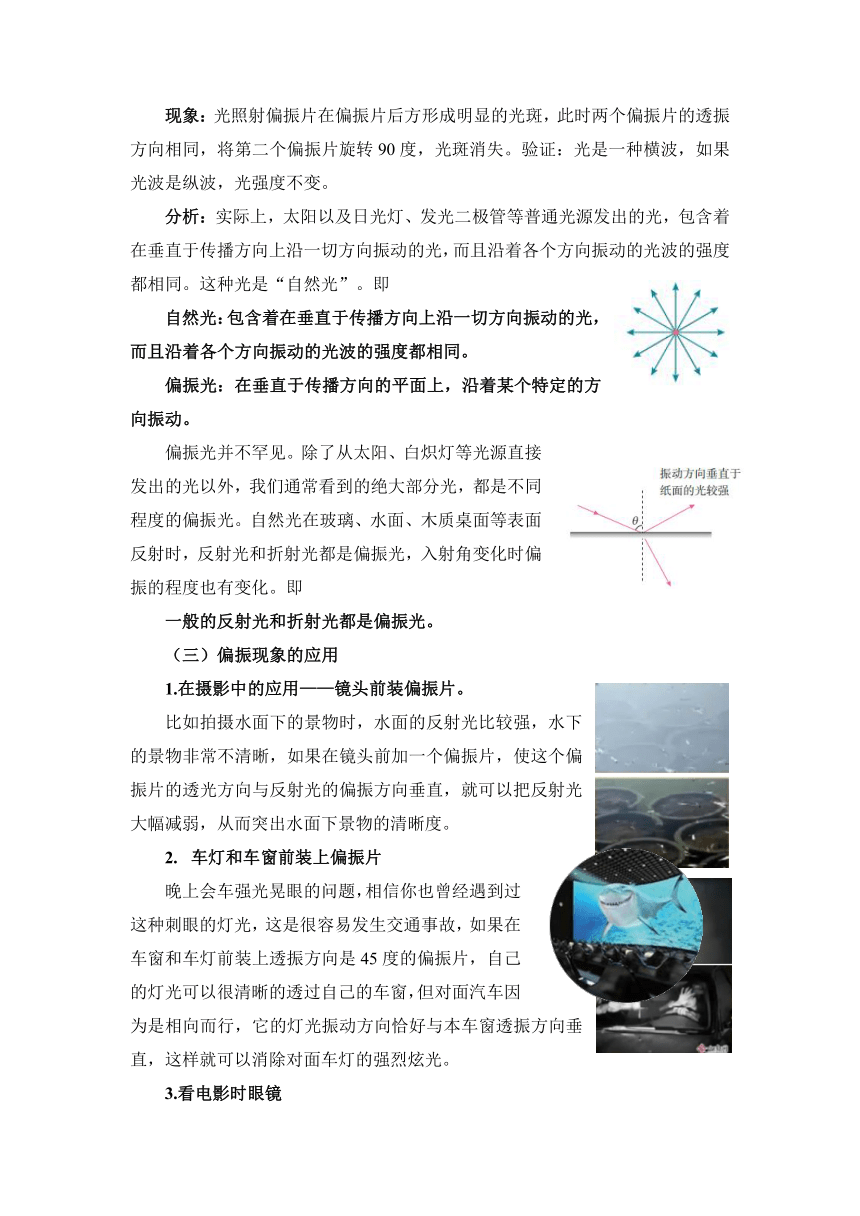 4.6光的偏振 激光 教案 高二上学期物理人教版（2019）选择性必修第一册