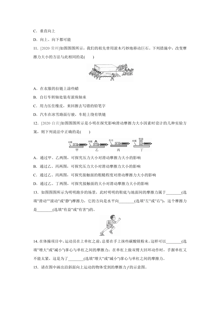 沪科版物理八年级全一册（上）同步练习：6.5　科学探究：摩擦力　（Word 含答案）