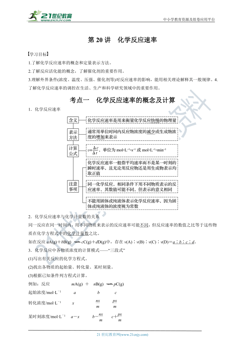 【备考2022】高考化学一轮复习第20讲化学反应速率（解析版）