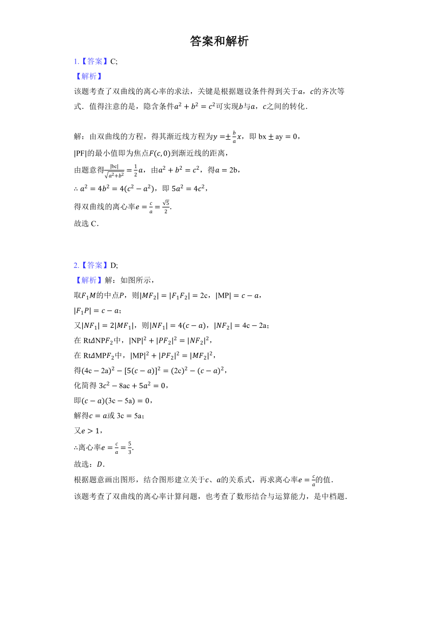 人教A版（2019）选择性必修第一册《3.2 双曲线》同步练习（含解析）