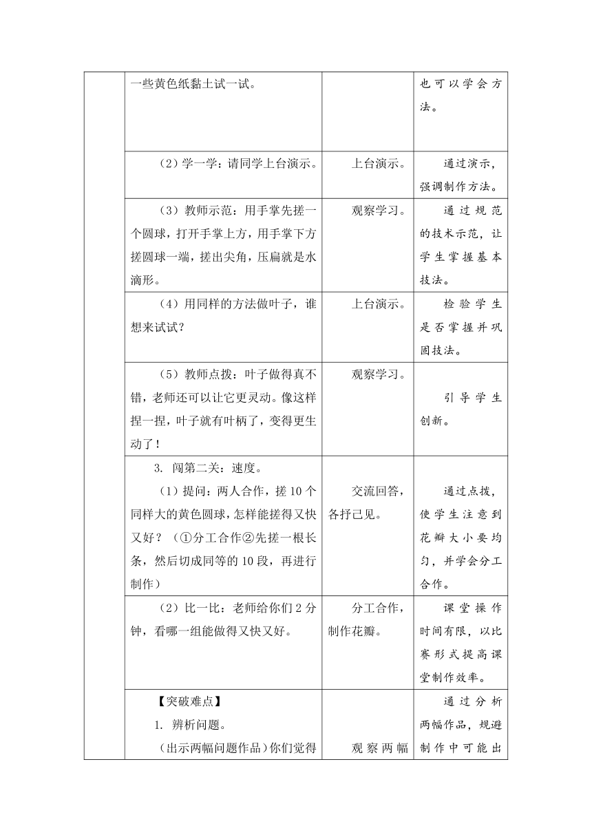 纸黏土浮雕（教案）（表格式）-三年级下册劳动苏教版1