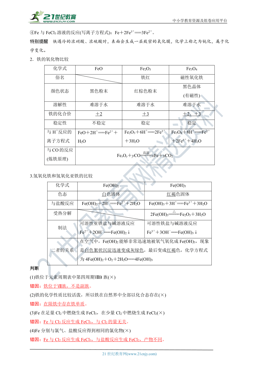 【备考2022】高考化学一轮复习第8讲Fe及其化合物考点一Fe及其化合物的性质（解析版）