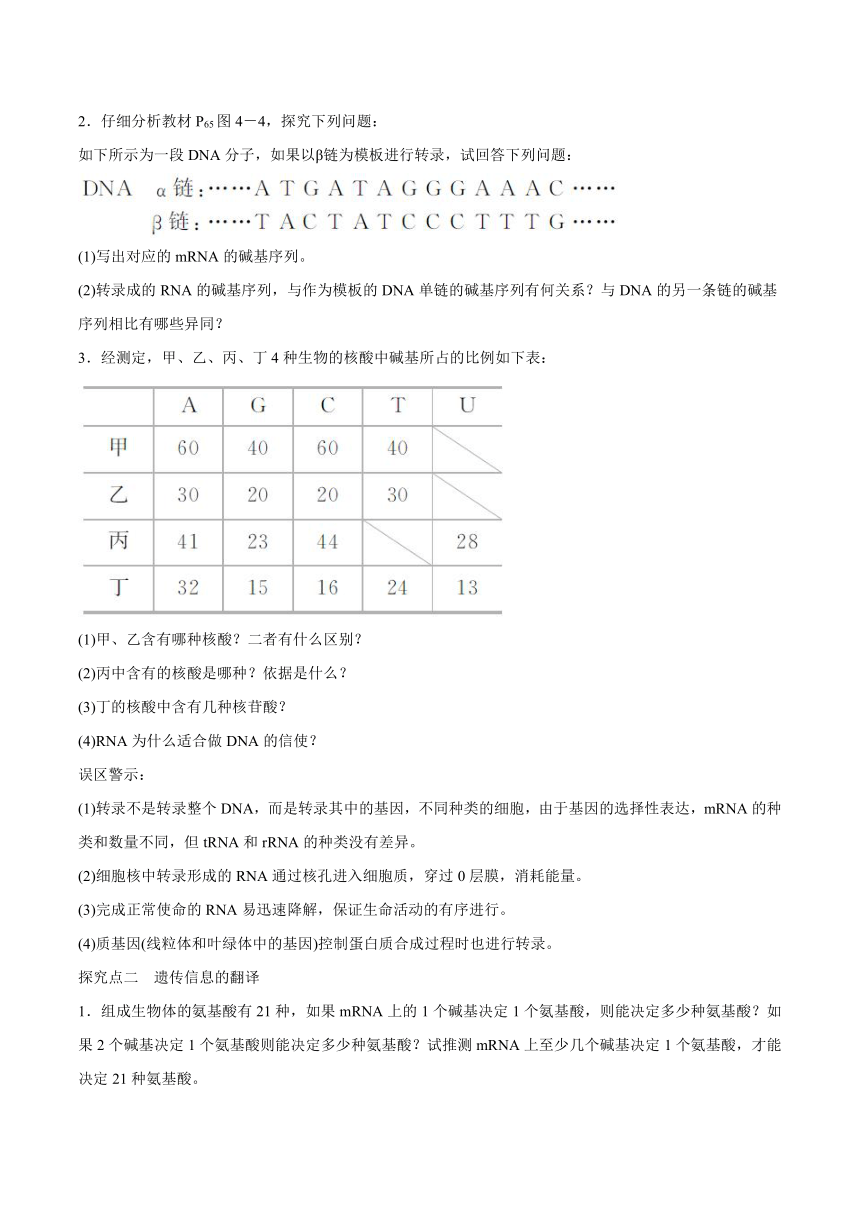 4.1 基因指导蛋白质的合成学案