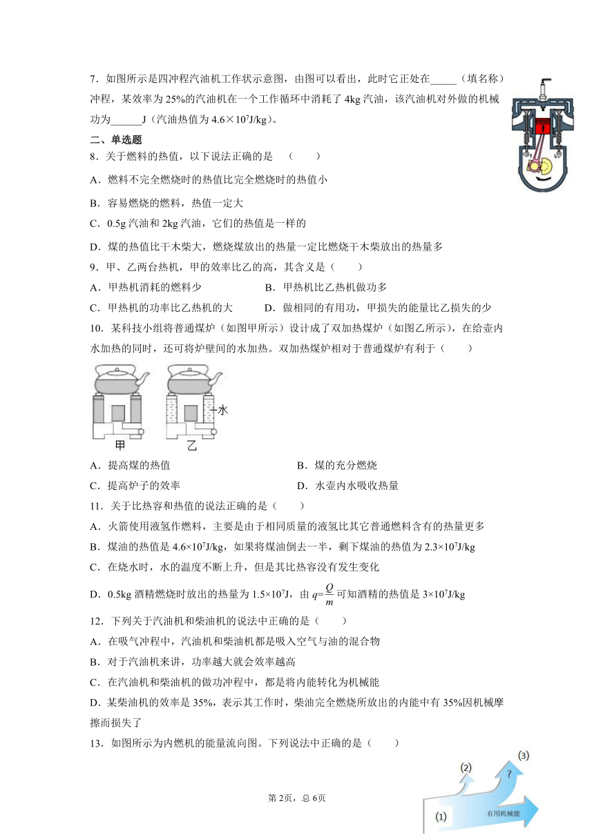 14.2热机的效率  同步训练——2021-2022学年人教版物理九年级全一册（含答案）