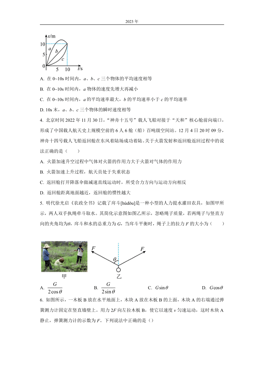 湖南省2022-2023学年高一下学期开年摸底联考物理试题（解析版）