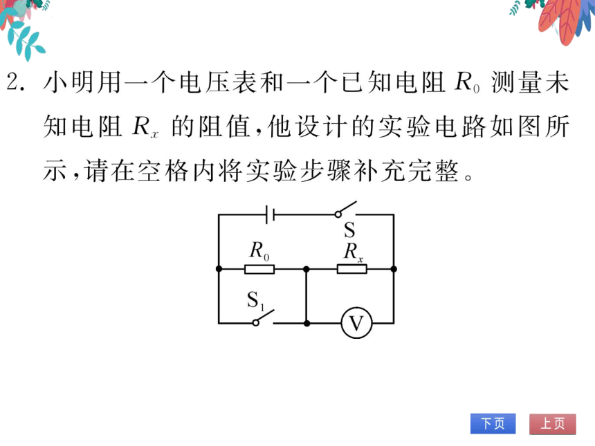 【人教版】物理九年级全册 第17章 专题十 多种方法测量电阻  习题课件