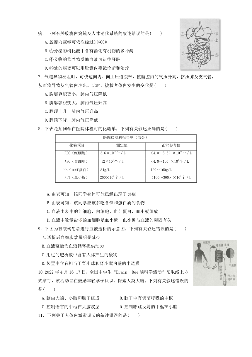 2022年四川省宜宾市九年级学业水平考试生物试题（含答案）