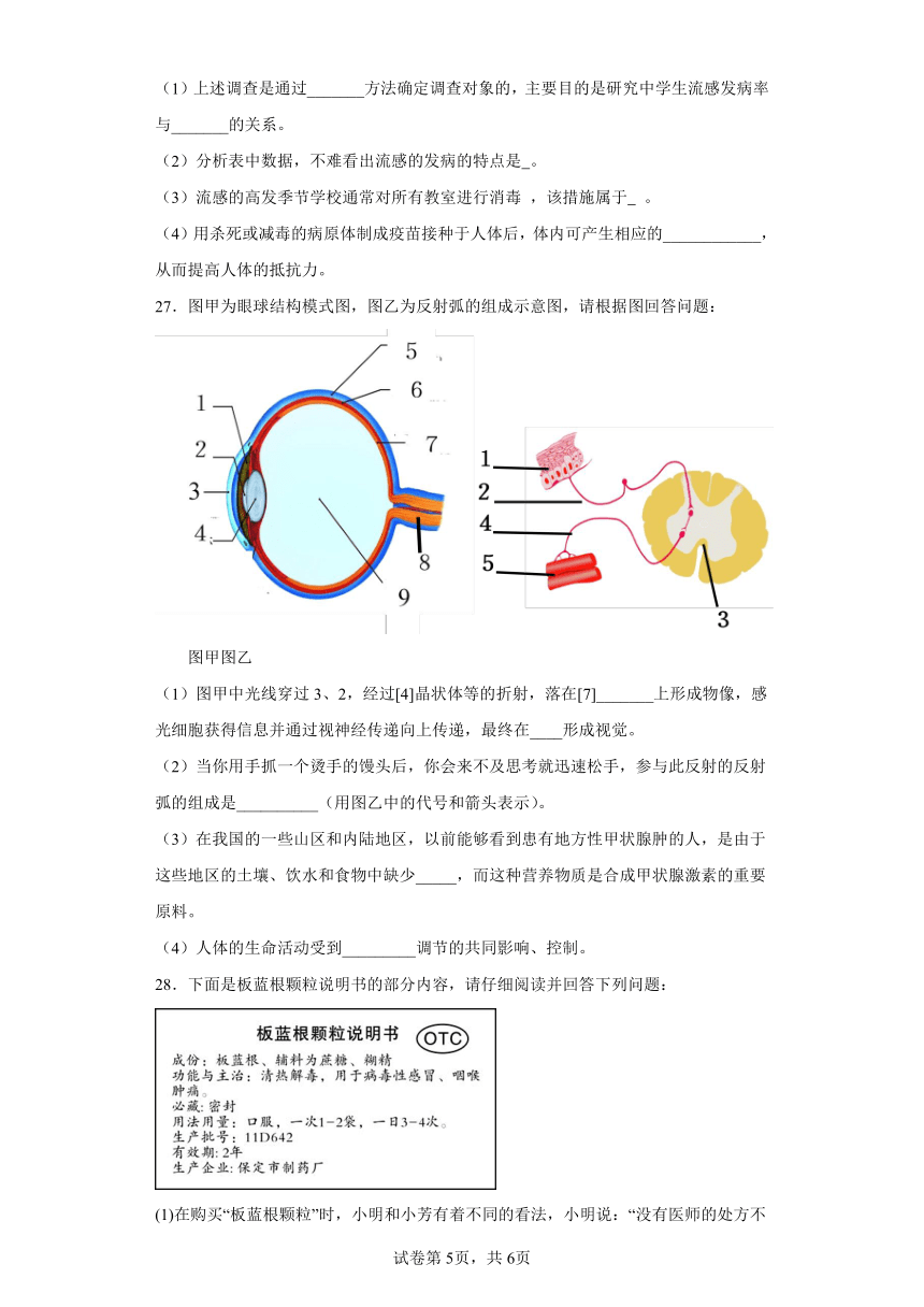 鲁科版生物七年级下册期末检测优化提升训练试题3（含解析）