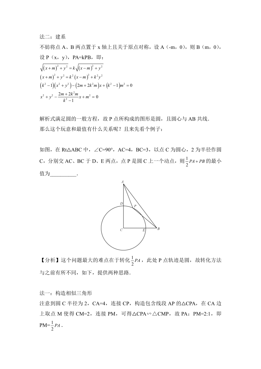 2021中考数学二轮复习微专题： 最值（阿氏圆问题）突破与提升策略（无答案）