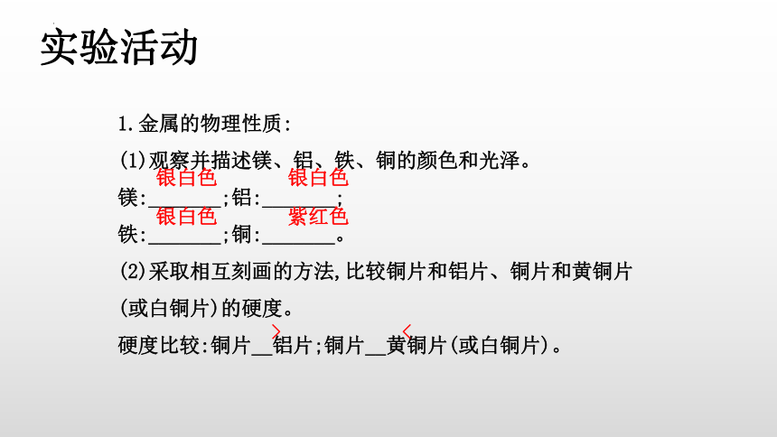 第八单元 实验活动4金属的物理性质和某些化学性质课件(共17张PPT)—2022-2023学年九年级化学人教版下册