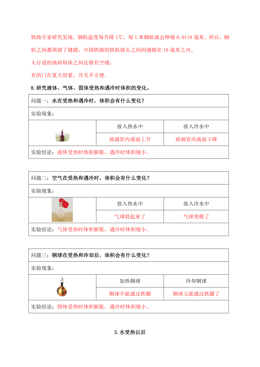 2021新苏教版科学四年级下册第一单元《冷和热》知识点整理