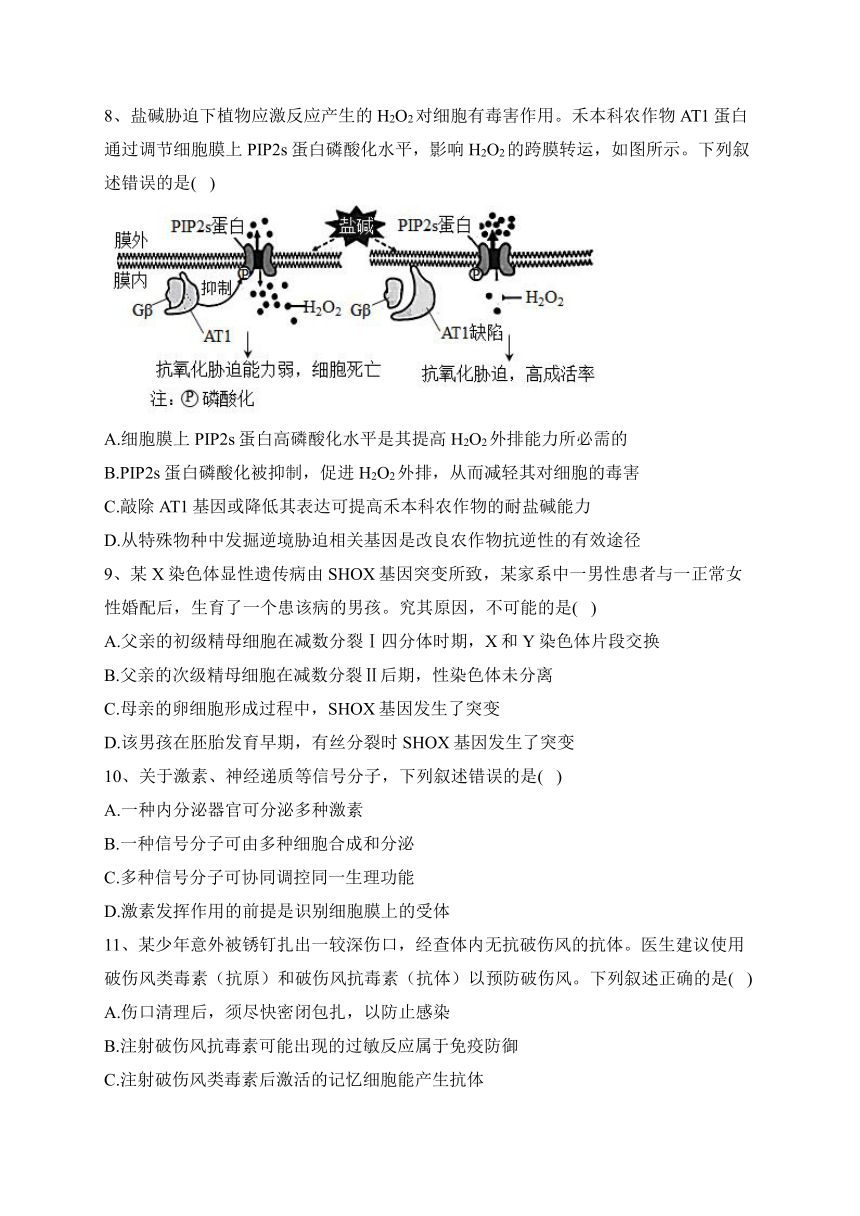 2023年湖南卷生物高考真题（含答案）