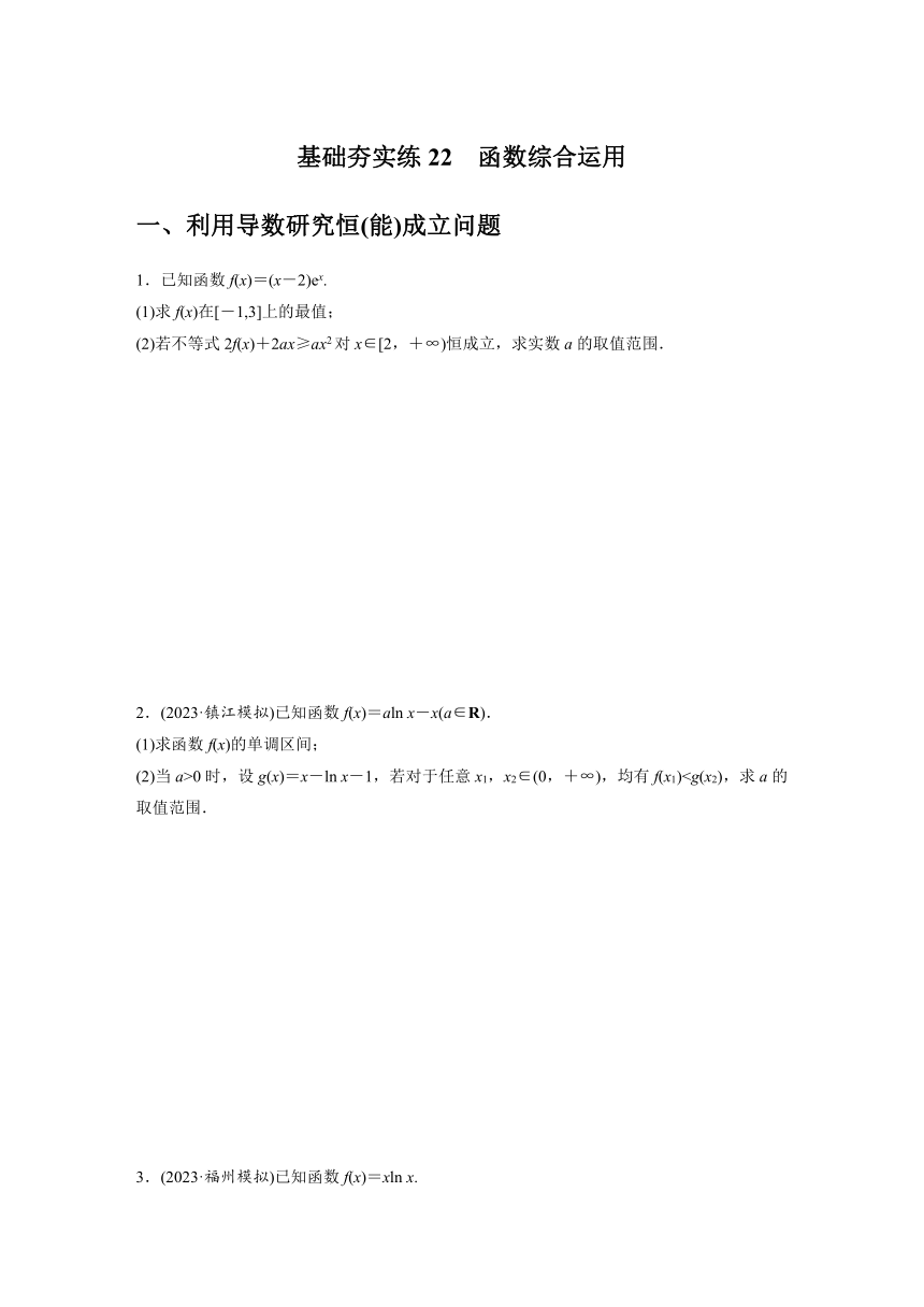 2024届高三数学一轮复习基础夯实练22：函数综合运用（含答案）