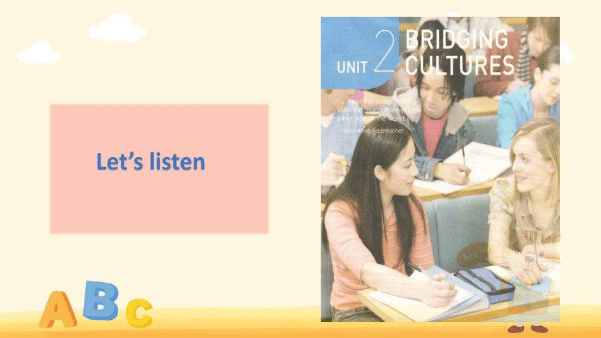 高一英语上学期人教版（2019）选择性必修二Unit2 Bridging CulturesUsing language（Listening and speaking）课件(15张PPT)