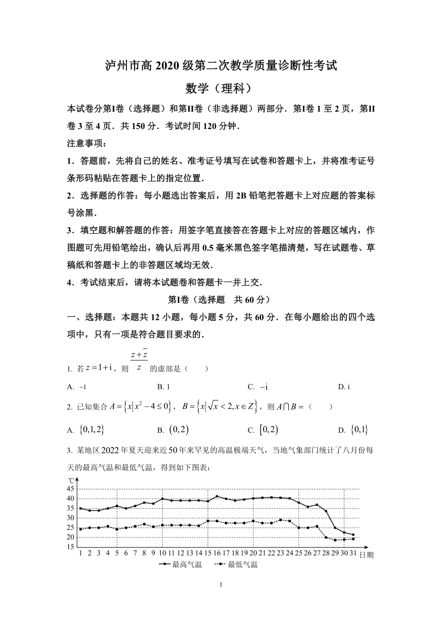 2023届四川省泸州市高三第二次教学质量诊断性考试数学(理科）试题（含解析）