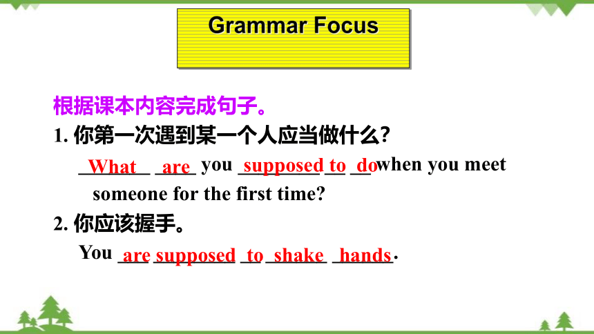 鲁教版（五四制）九年级全册Unit 5 You’re supposed to shake hands. Section A Grammar Focus~4c课件(共23张PPT)