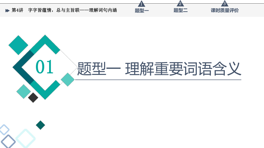 2022届高考二轮复习第2部分 专题2　第4讲　字字皆蕴情，总与主旨联——理解词句内涵（24张PPT）