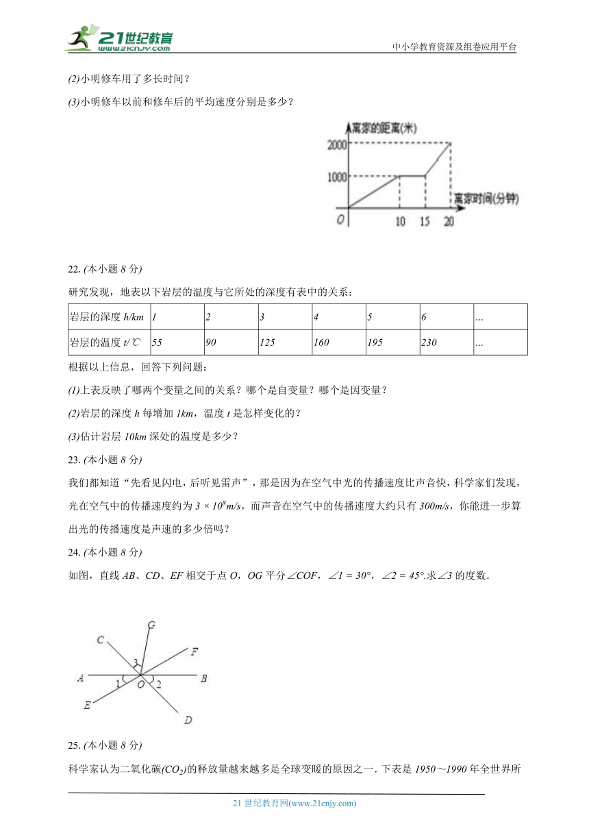 北师大版初中数学七年级下册期中测试卷（较易）（含答案）