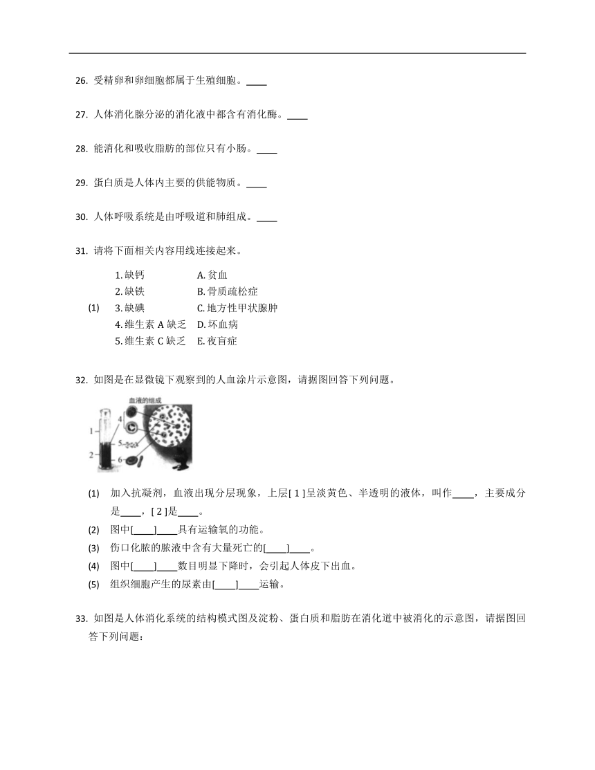 2022-2023学年陕西西安莲湖区七下期中生物模拟试卷（word版 含答案）