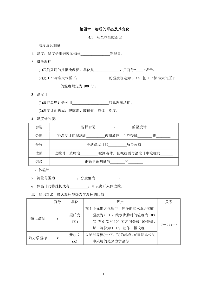 沪粤版八年级物理上册 第四章　物质的形态及其变化 一课一练（基础）（含答案）