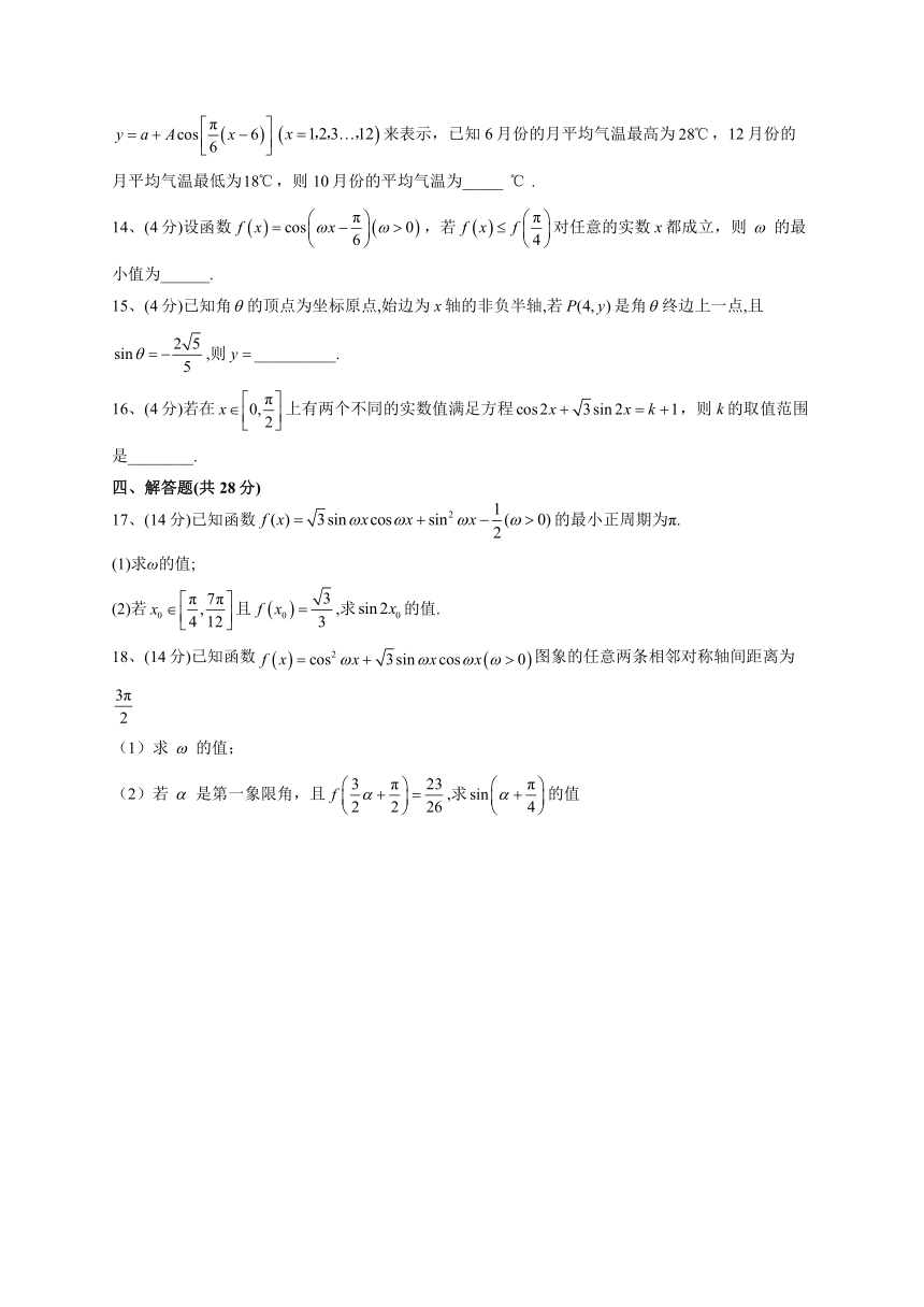 2022-2023学年苏教版（2019）必修一第七章 三角函数 单元测试卷（Word版含解析）