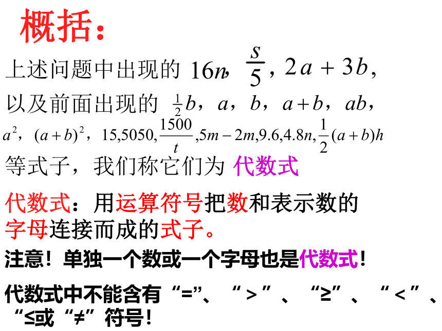 华师大版七年级上册3.1.2代数式　课件(共28张PPT)