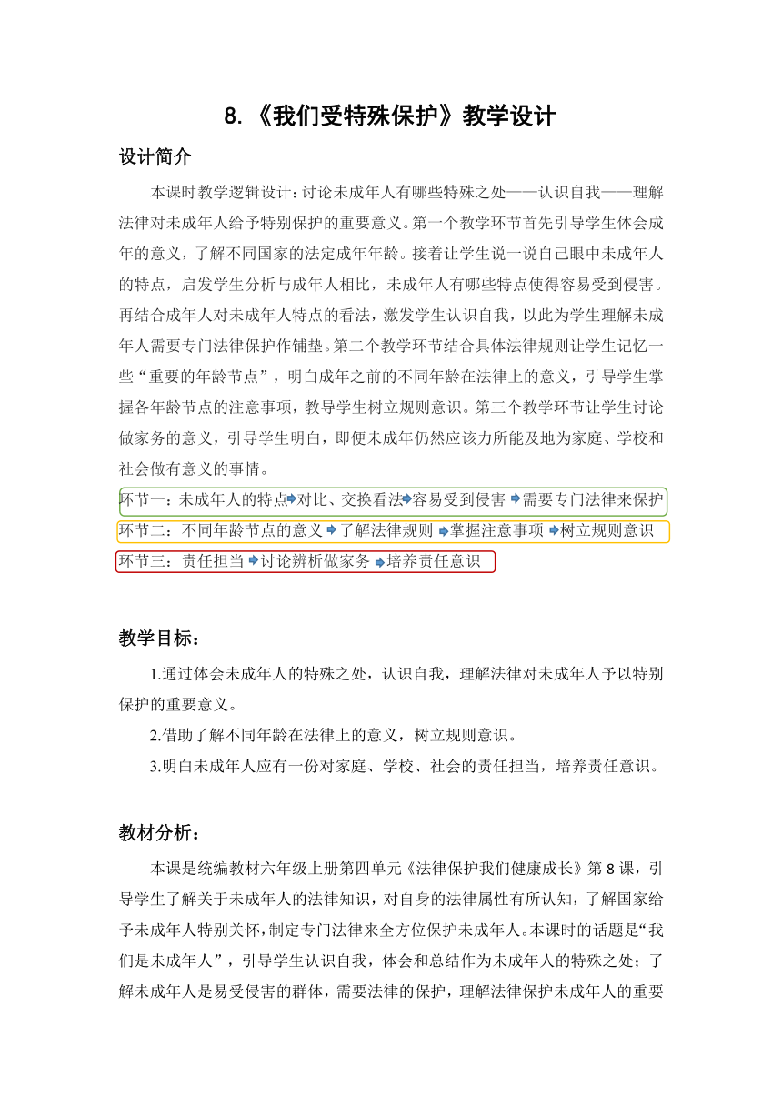 六年级上册 4.8 我们受特殊保护 教案