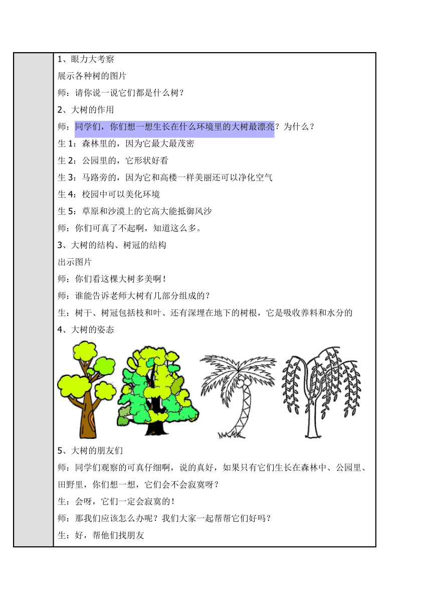 15.大树的故事（教案）（表格式） 美术二年级上册