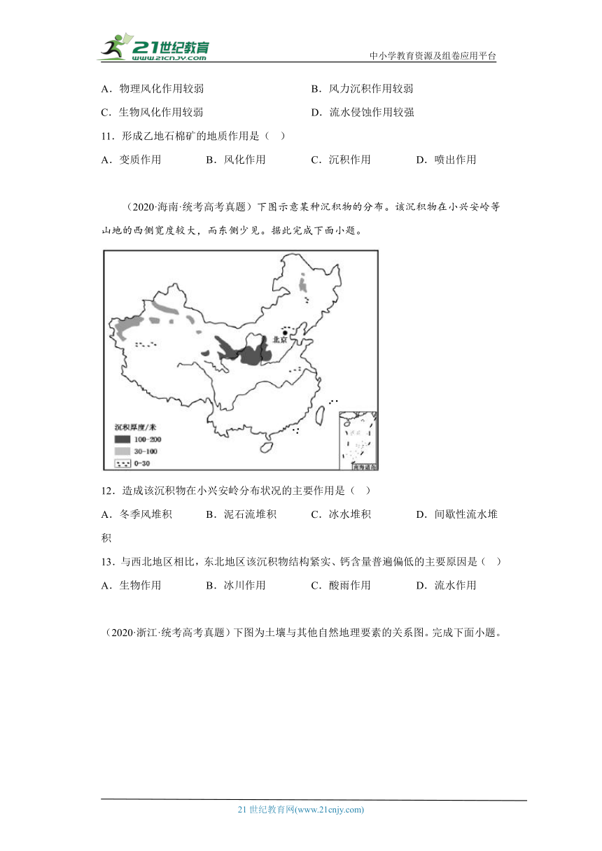 全国各地高考地理三年（2020-2022）真题分类汇编-22（自然地理）土壤、生物（含解析）