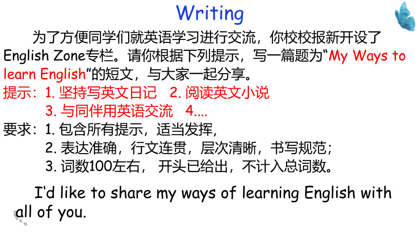 Section B writing+Self-check课件+嵌入音视频Unit 1 How can we become good learners（人教版九年级全册）