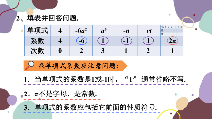 浙教版数学七年级上册 4.4 整式 课件(共17张PPT)