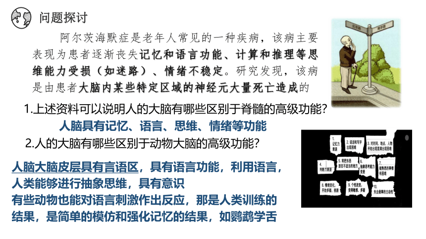 生物人教版（2019）选择性必修1 2.5人脑的高级功能（共23张ppt)